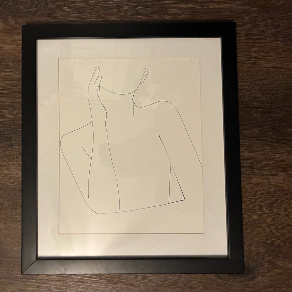 Minimalist Line Art Framed Print in Black